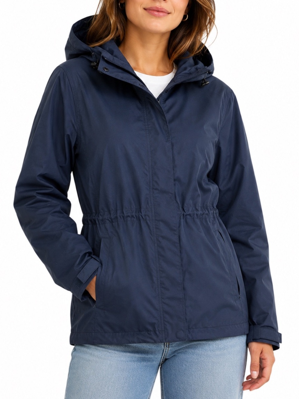 Mountain Warehouse Navy Lightweight Rain Jacket Windbreaker Hooded Outdoor Coat